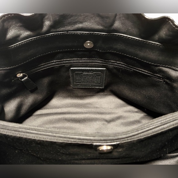 Coach Penelope Black Pebbled Leather Double Handles Satchel Shoulder Bag - Picture 5 of 13